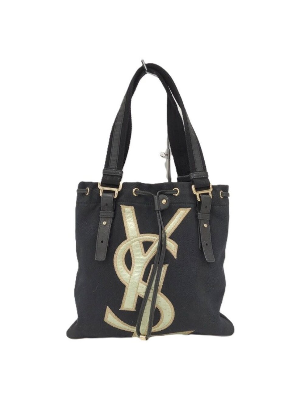 Saint Laurent Kahara Handbag Canvas Leather